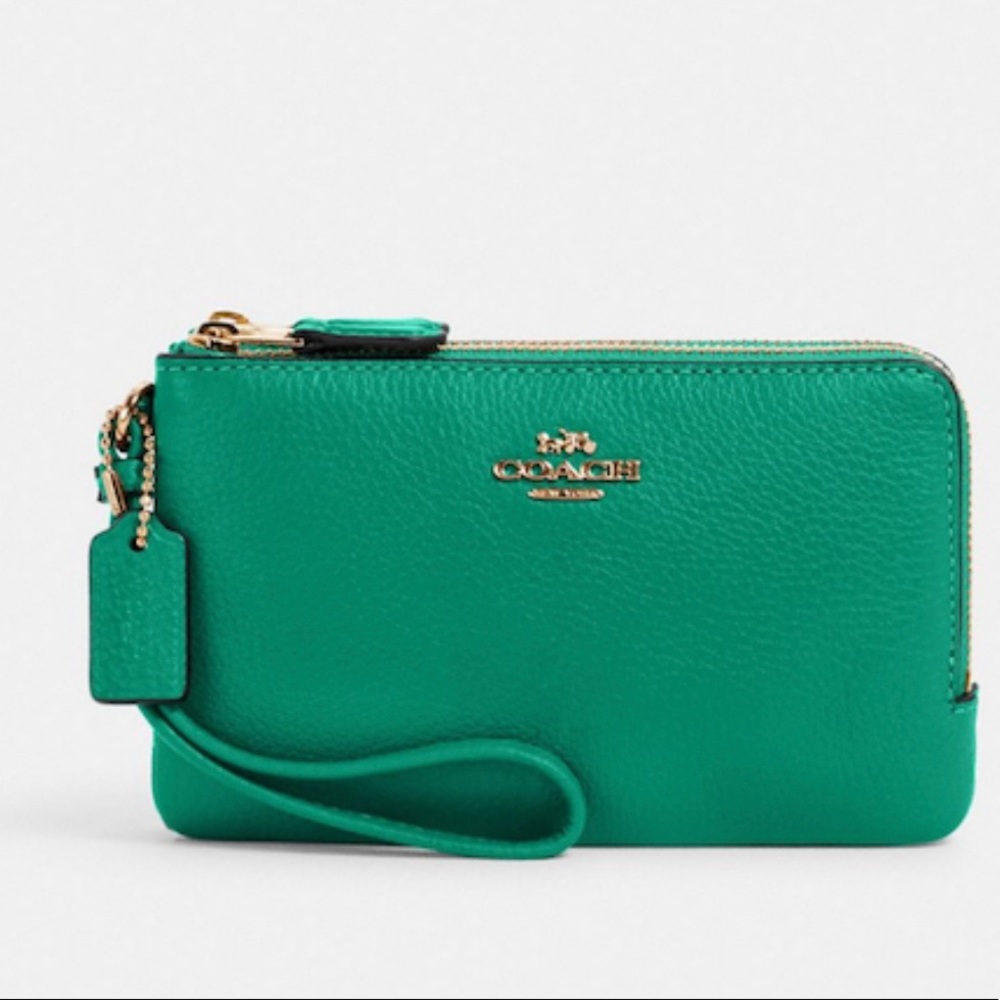 NEW Coach Jade Green Double Zip Wallet